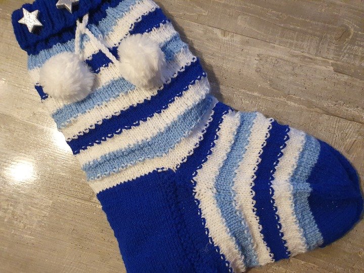 Strickanleitung Weihnachtssocke Baby Boy 50 cm lang!