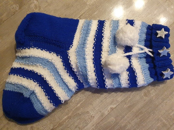 Strickanleitung Weihnachtssocke Baby Boy 50 cm lang!