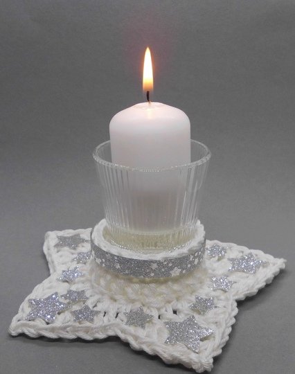 Star tealight holder candle holder - very easy and fast from scraps of yarn