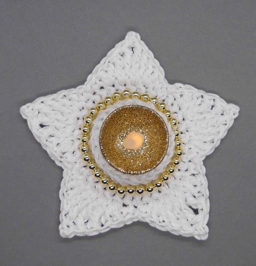 Star tealight holder candle holder - very easy and fast from scraps of yarn