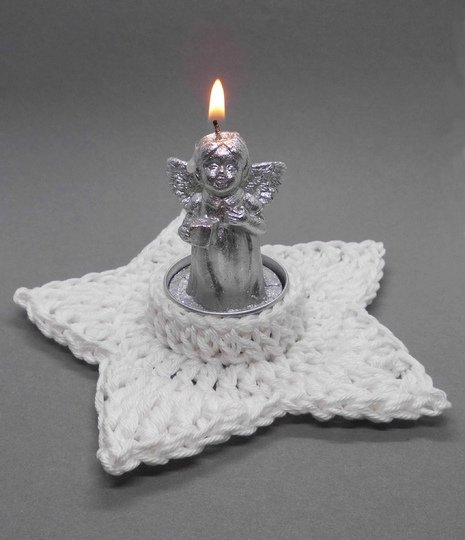 Star tealight holder candle holder - very easy and fast from scraps of yarn