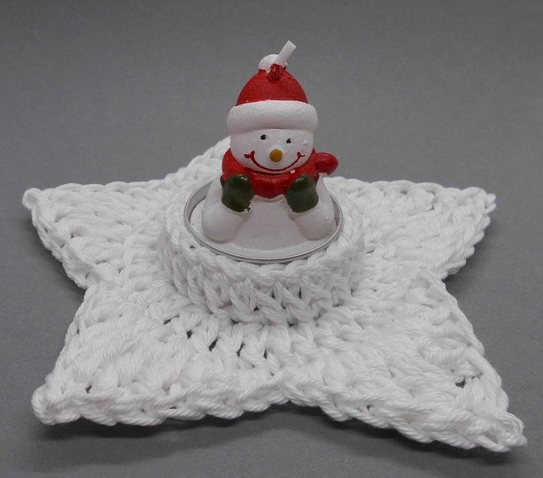 Star tealight holder candle holder - very easy and fast from scraps of yarn