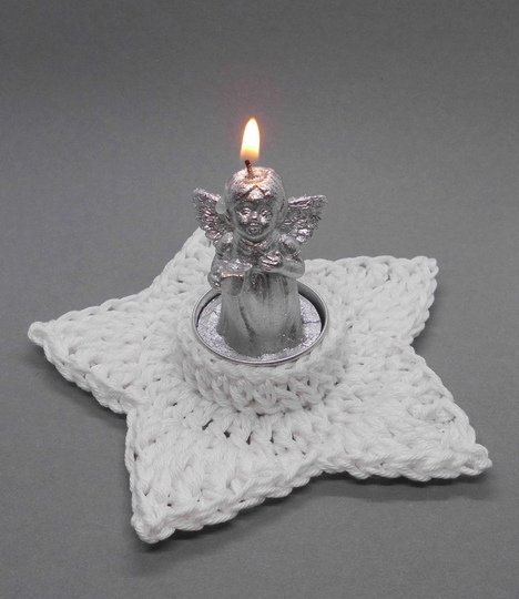 Star tealight holder candle holder - very easy and fast from scraps of yarn