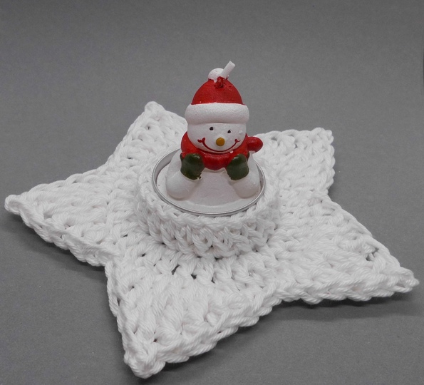 Stern Teelichthalter Kerzenhalter - sehr einfach und schnell aus Wollresten