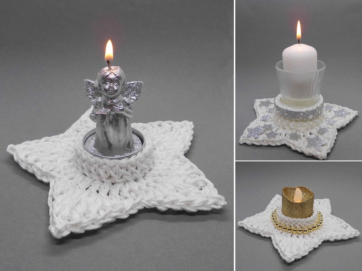 Stern Teelichthalter Kerzenhalter - sehr einfach und schnell aus Wollresten