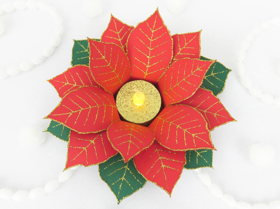 Teelichthalter – Weihnachtsstern – Bastelanleitung und Vorlagen