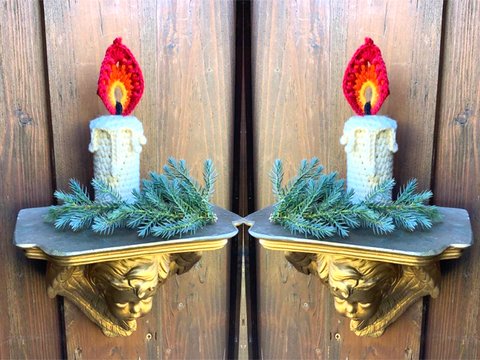 KERZE mit Flamme & Wachstropfen