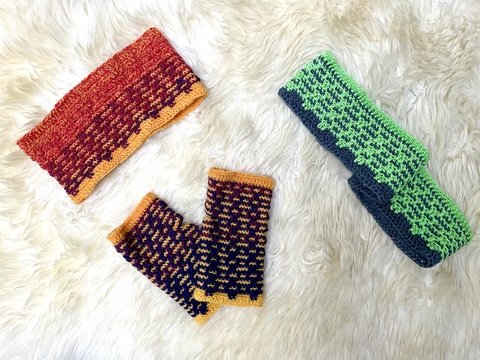 Häkelanleitung 3-teiliges Set "Eisig", Stirnband/Mütze, Loop, Stulpen