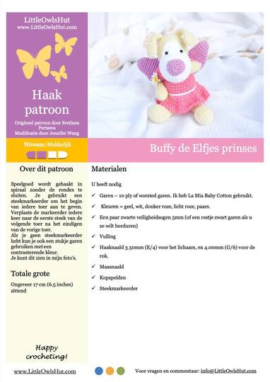 302NLY Haakpatroon Buffy de elfjes prinses - Amigurumi
