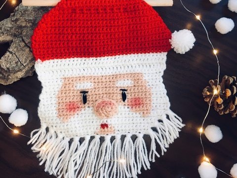 Weihnachtsmann Wandbehang Häkelanleitung