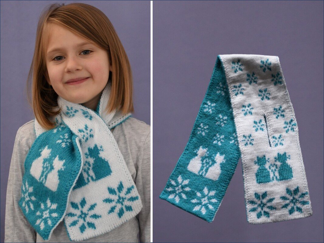 Strickanleitung Steckschal "Winterkätzchen" - in Doubleface