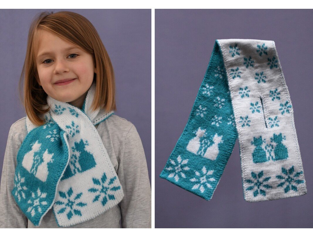 Strickanleitung Steckschal "Winterkätzchen" - in Doubleface