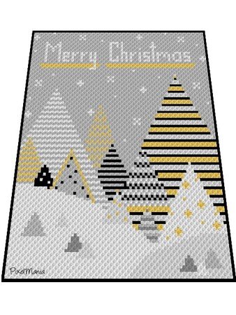 TREES MERRY CHRISTMAS - pattern for c2c crochet blanket