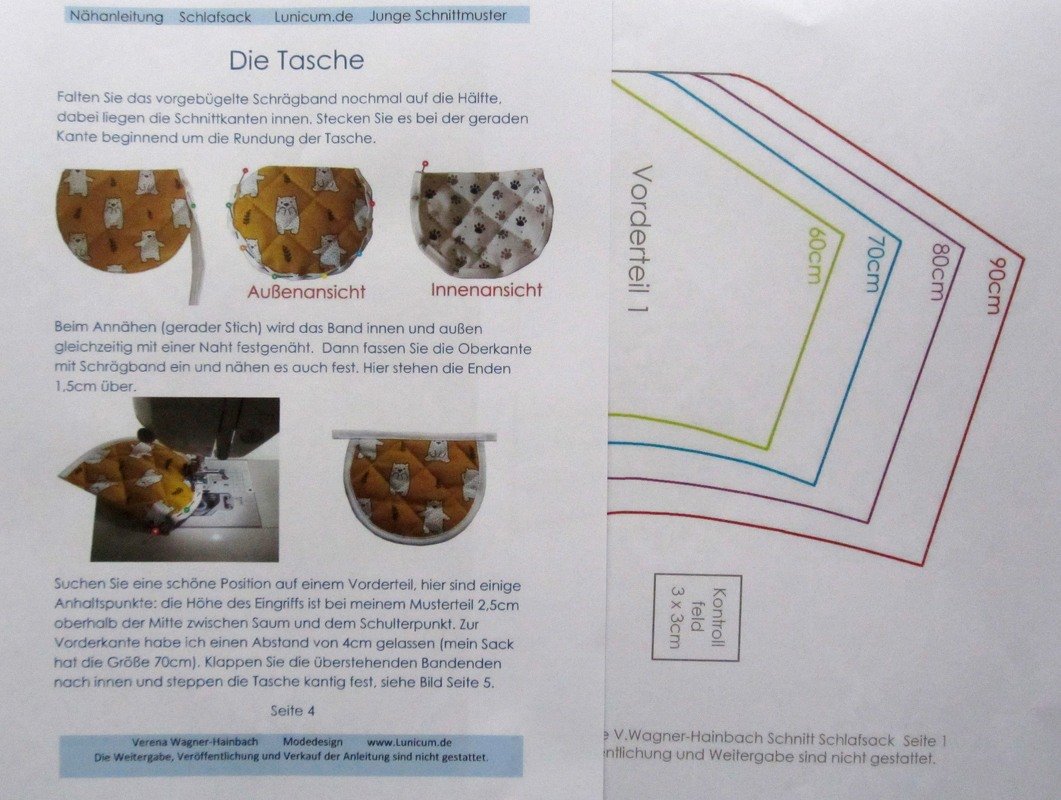 Schnitt + Nähanleitung Baby-Schlafsack in 4 Größen 60 - 90cm - Bild 2