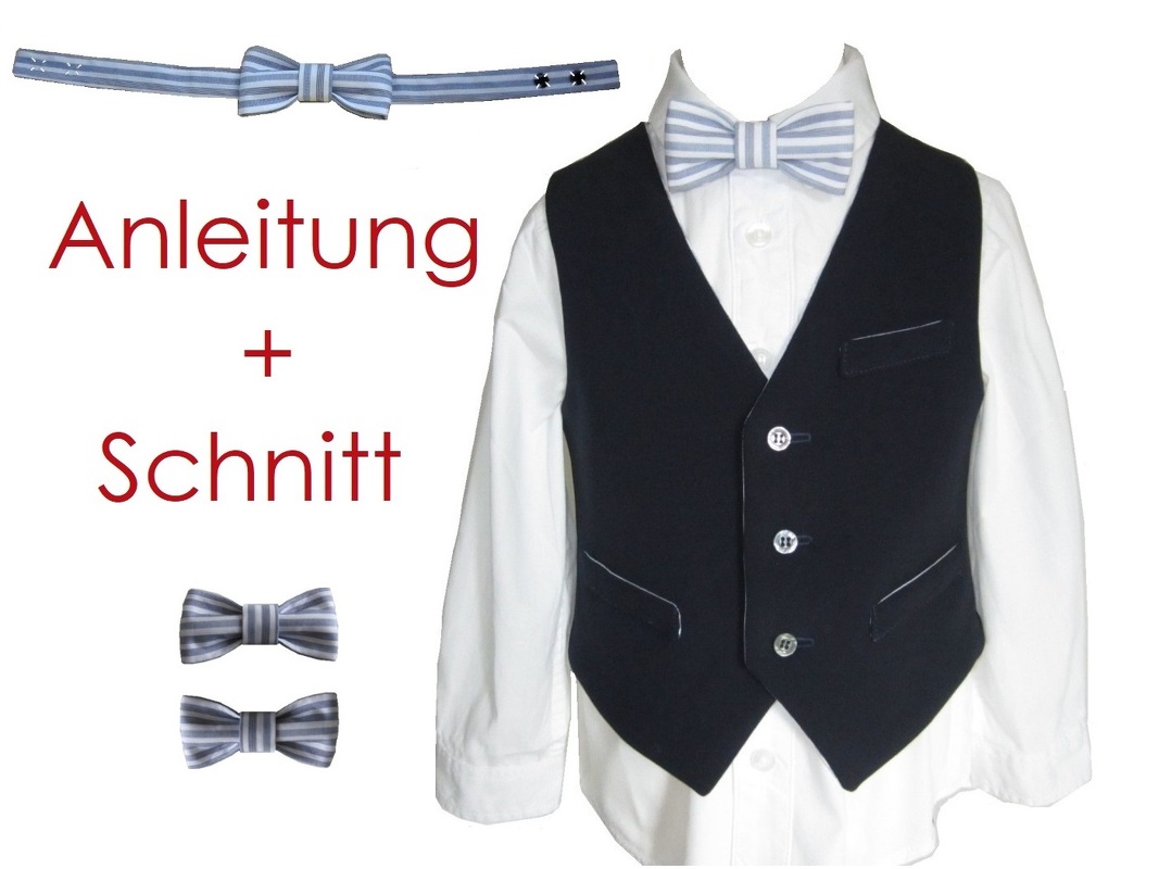 Schnitt + Anleitung Weste und Fliege für Jungen Gr.80-140