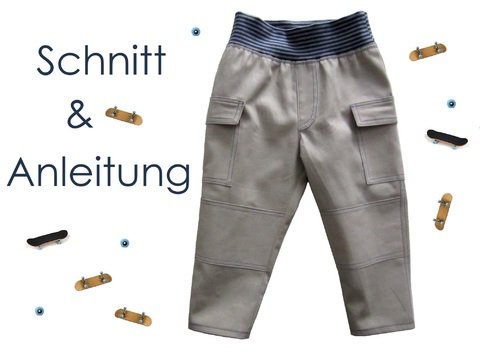 Schnitt + Anleitung Kinder Cargohose Cargopants Gr. 62-128