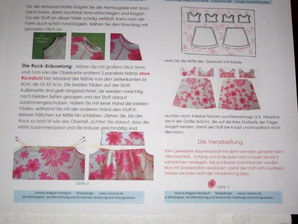 Schnitt und  Anleitung Kleid mit Passe Gr.56-110 für kleine Mädchen