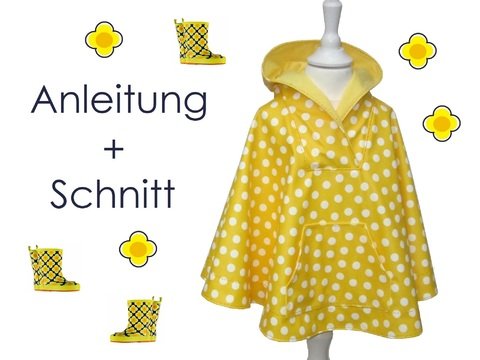 Schnitt und Anleitung Regencape Poncho 62/68-134/140