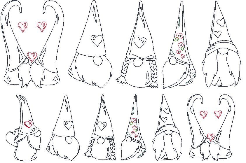 Herz Gnome Stickdatei