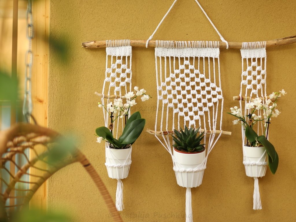 Häkelanleitung für Pflanzenhalterungen in Makramee-Optik, 3 Design - Bild 2