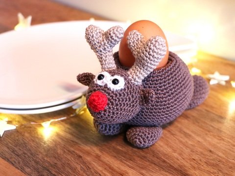 Rentier Eierbecher "Rudolph" Häkelanleitung
