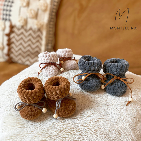 Häkelanleitung Plushy Booties, Babyschühchen