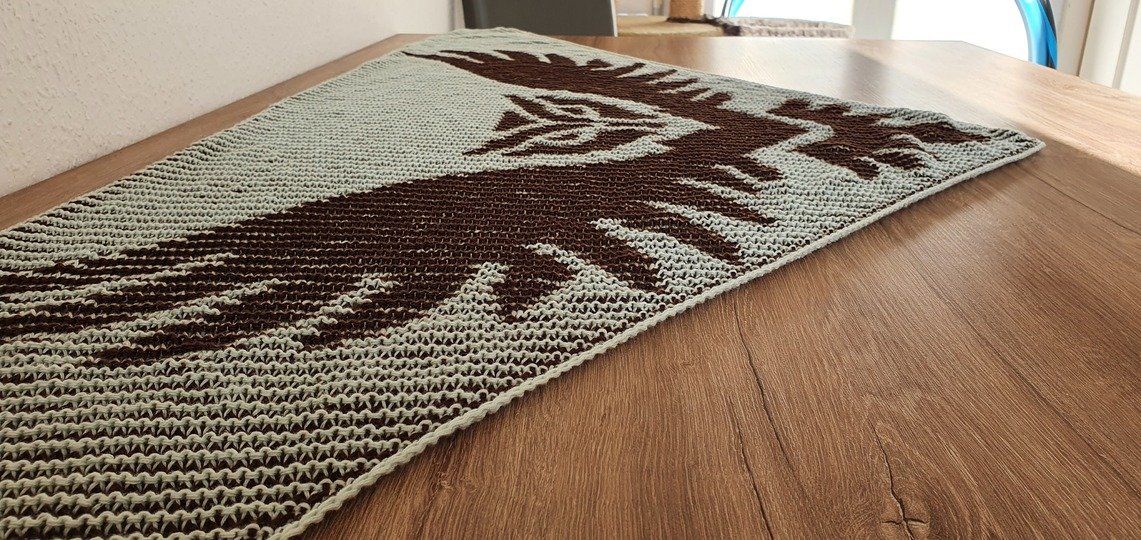 Owl, Shadow Knitting, Illusion Knitting, Motif Shawl