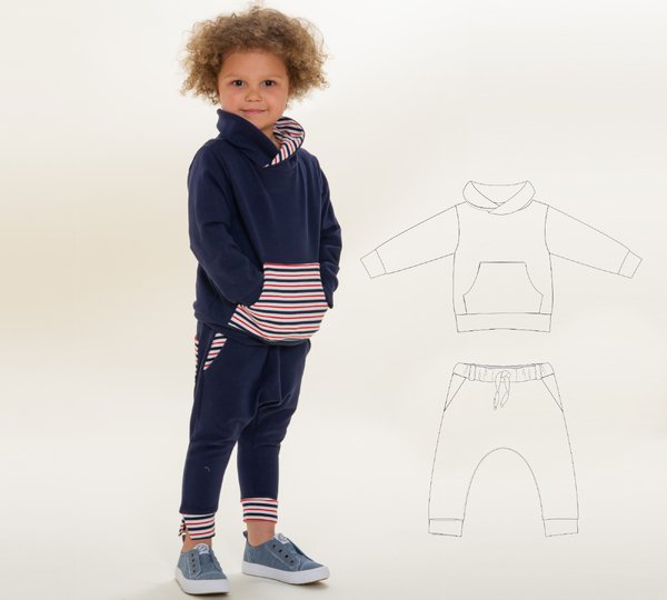 hoodie+pants FLY+DADO pattern 12m/18m 2y/3y 4y/5y 6y/7y 8y/9y 10y/11y