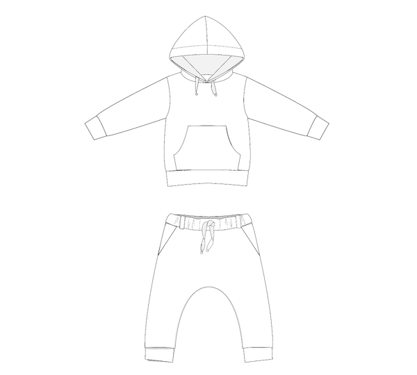Kids Hoodie & Jogger Pants Sewing Pattern PDF 12m/18m-10y/11y