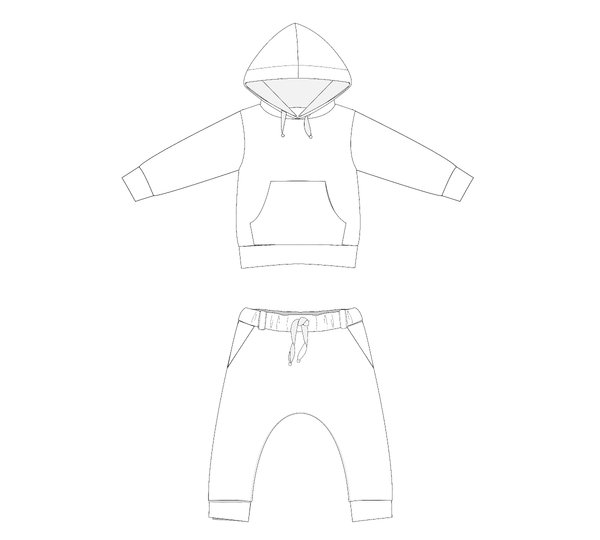 Schnittmuster Kinder-Set Hoodie & Hose – Anleitung Datei Gr. 80/86–140/146