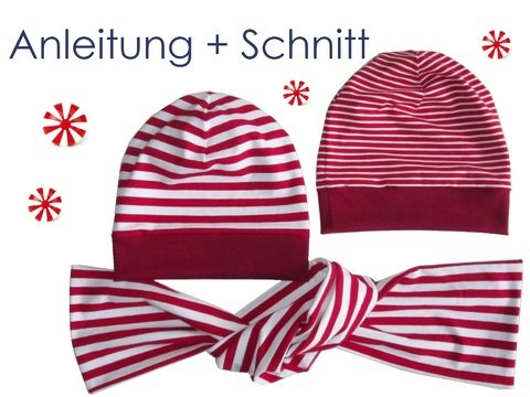 Schnitt und Anleitung Beanie Mütze zum Wenden oder einfach mit Schal