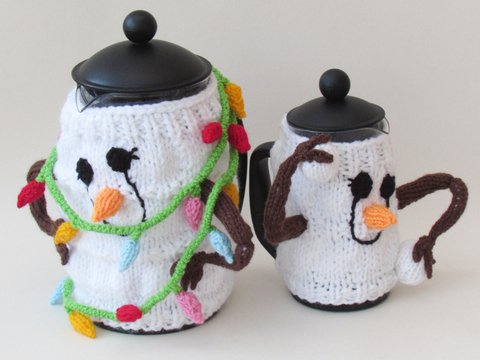 Snowmen Cafetiere Cosies Knitting Pattern
