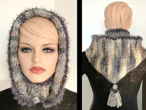 Kragen mit Kapuze "Krakapu" zum vorne Aufknöpfen