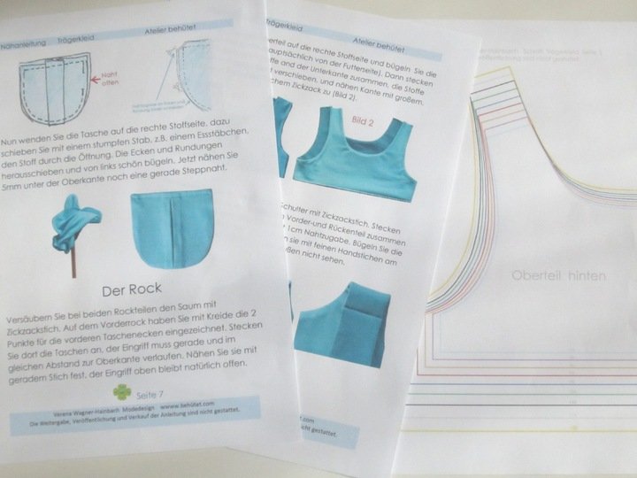 Schnitt und Anleitung Trägerkleid mit Schleifen-Tasche 74-122