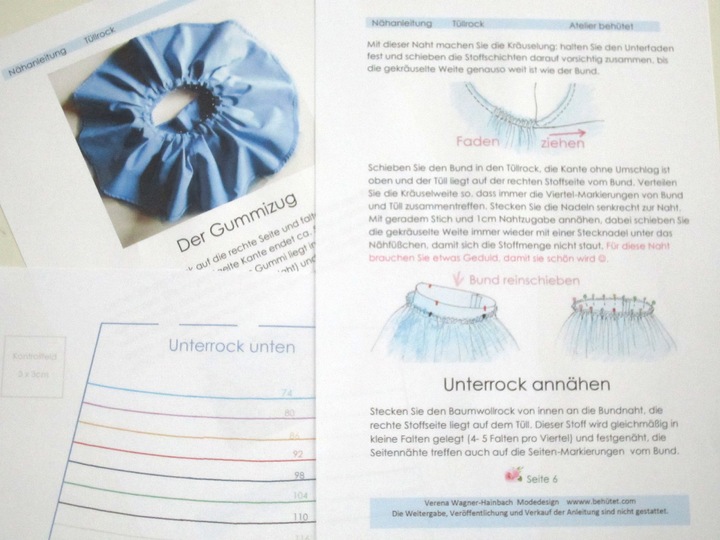 Pattern + Instructions Tulle Skirt for little Ballerinas 74/9M-128/8Y
