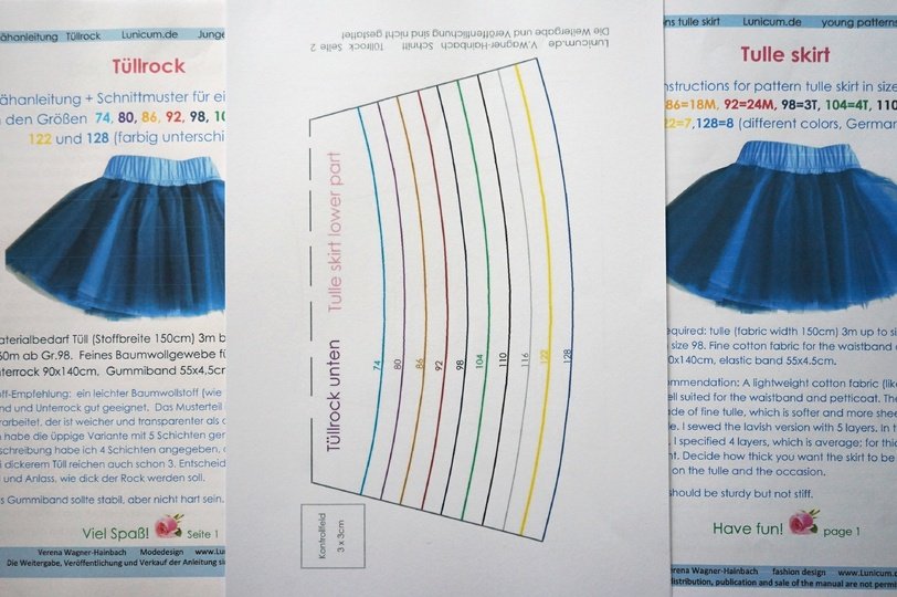Pattern + Instructions Tulle Skirt for little Ballerinas 74/9M-128/8Y