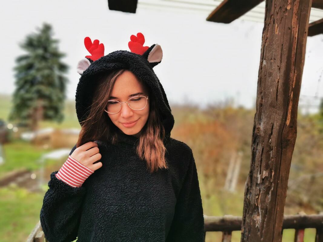 Rentier Kuschelpulli Gr. S - XXL nähen Schnittmuster Beamer