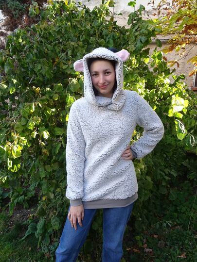 Rentier Kuschelpulli Gr. S - XXL nähen Schnittmuster Beamer