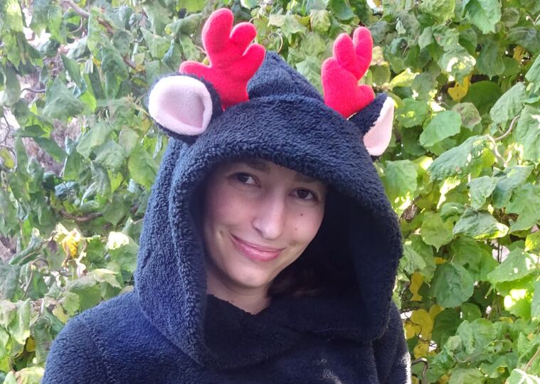 Rentier Kuschelpulli Gr. S - XXL nähen Schnittmuster Beamer