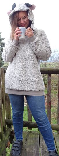 Rentier Kuschelpulli Gr. S - XXL nähen Schnittmuster Beamer