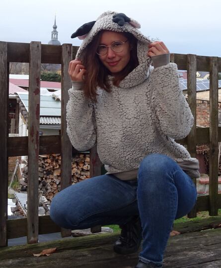 Rentier Kuschelpulli Gr. S - XXL nähen Schnittmuster Beamer