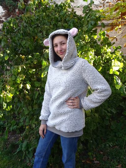 Rentier Kuschelpulli Gr. S - XXL nähen Schnittmuster Beamer