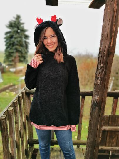 Rentier Kuschelpulli Gr. S - XXL nähen Schnittmuster Beamer