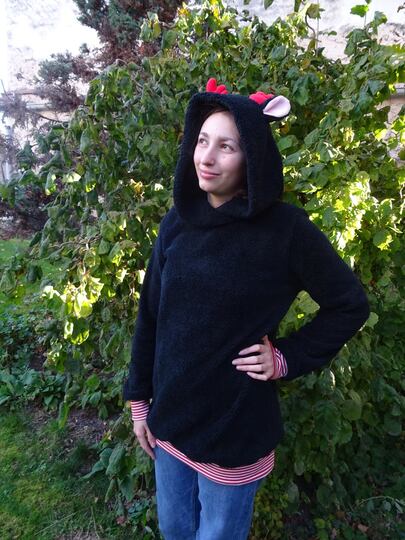 Rentier Kuschelpulli Gr. S - XXL nähen Schnittmuster Beamer