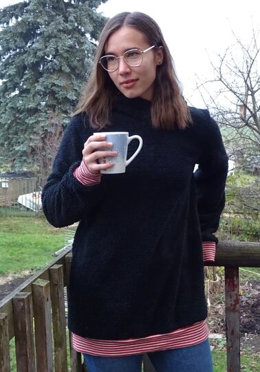 Rentier Kuschelpulli Gr. S - XXL nähen Schnittmuster Beamer