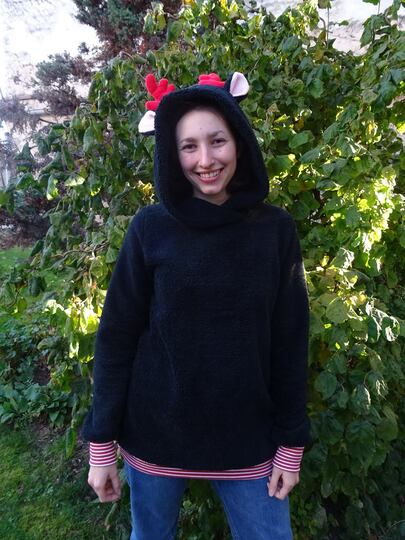 Rentier Kuschelpulli Gr. S - XXL nähen Schnittmuster Beamer