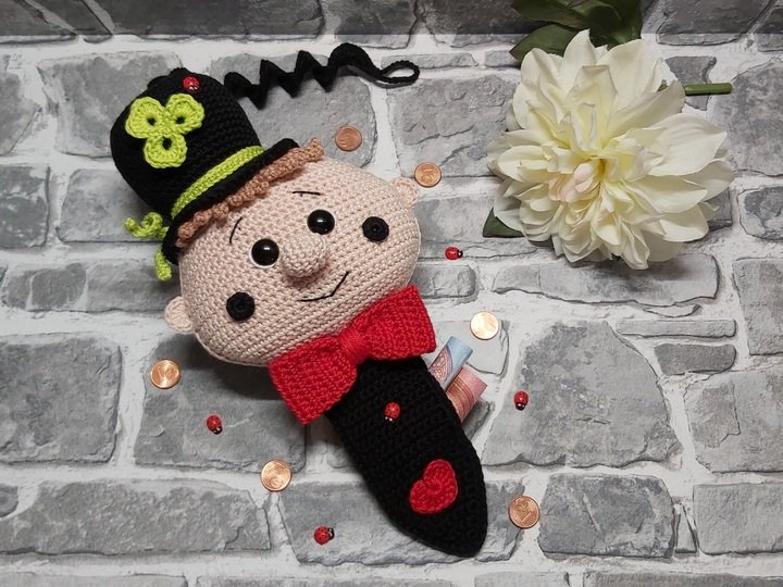 Häkelanleitung "Schornsteinfeger-Köpfchen" (Glücksbote, Geld/Gutscheinbote)