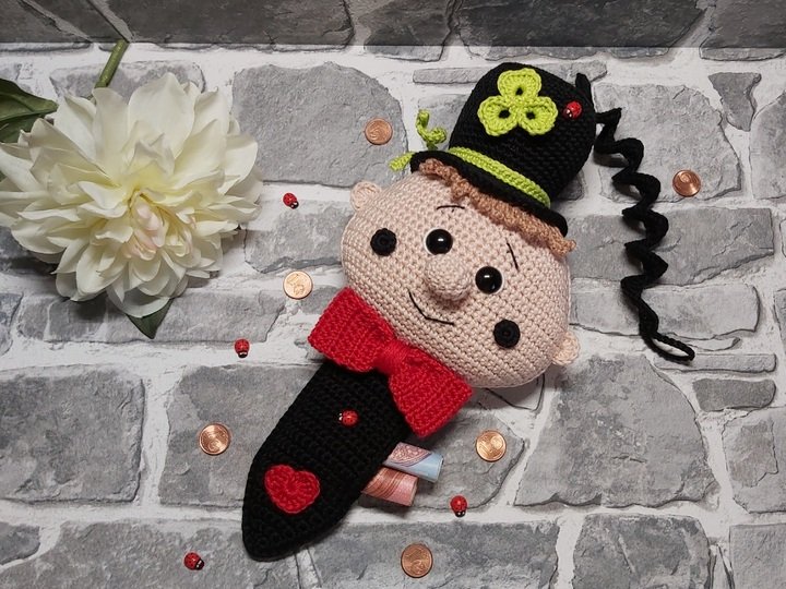 Häkelanleitung "Schornsteinfeger-Köpfchen" (Glücksbote, Geld/Gutscheinbote)