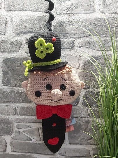 Häkelanleitung "Schornsteinfeger-Köpfchen" (Glücksbote, Geld/Gutscheinbote)