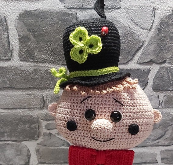 Häkelanleitung "Schornsteinfeger-Köpfchen" (Glücksbote, Geld/Gutscheinbote)